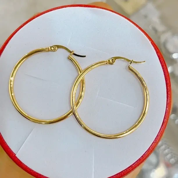 铜合金耳饰 铜耳环光面圆形大耳圈欧美极简时尚气质ins风个性百搭