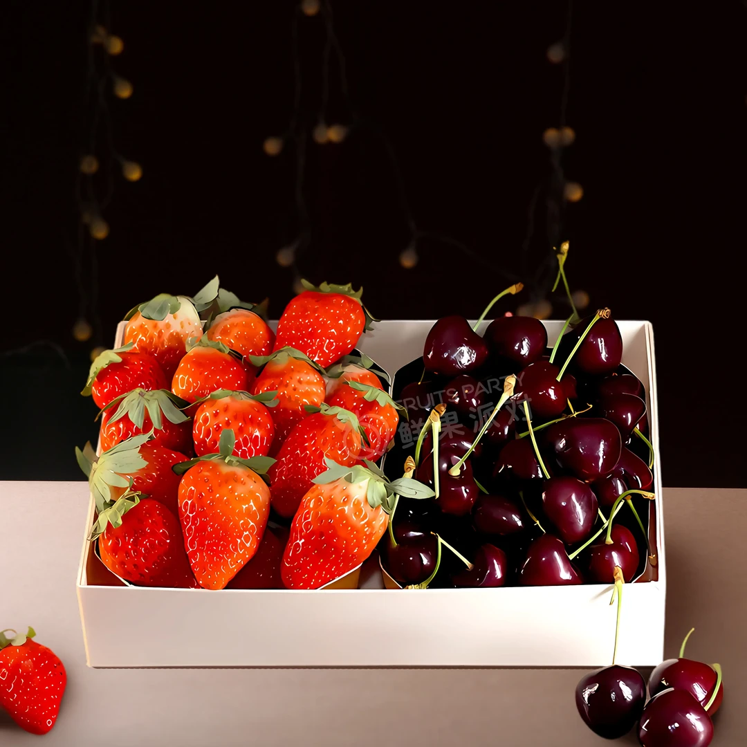 【至尊礼盒】红颜草莓+JJJ美早樱桃礼盒 带盒约700g