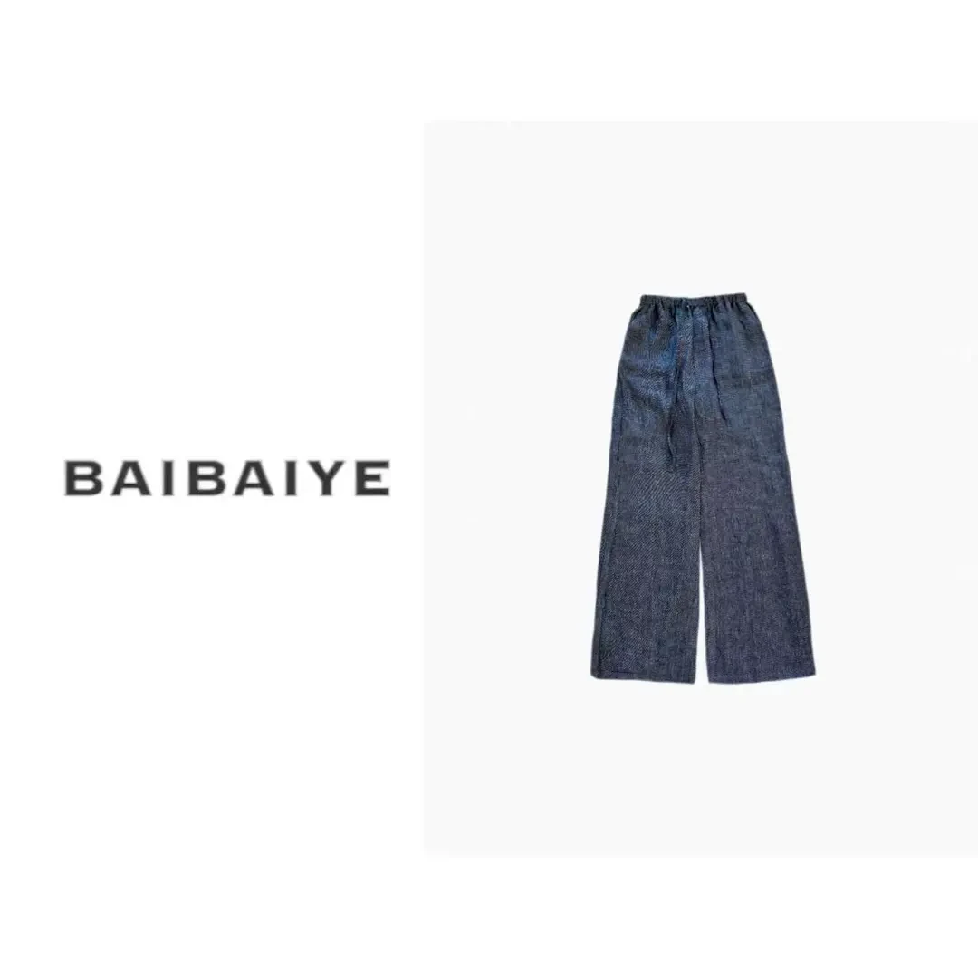 BAIBAIYE 24SS 柔软抽绳门襟排扣阔腿长裤Z24SN768