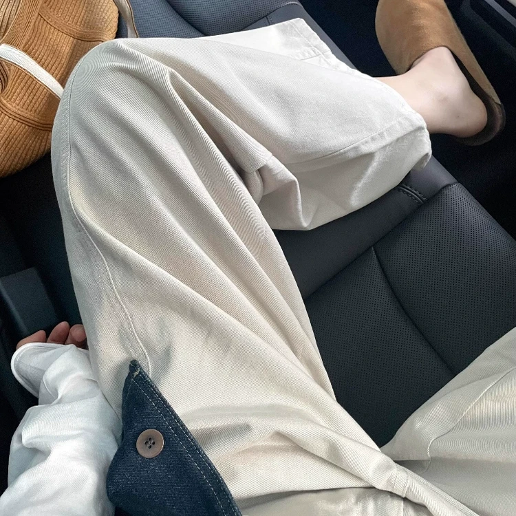 白色春夏新款直筒宽松显瘦萝卜裤小个子慵懒风阔腿百搭九分裤女装