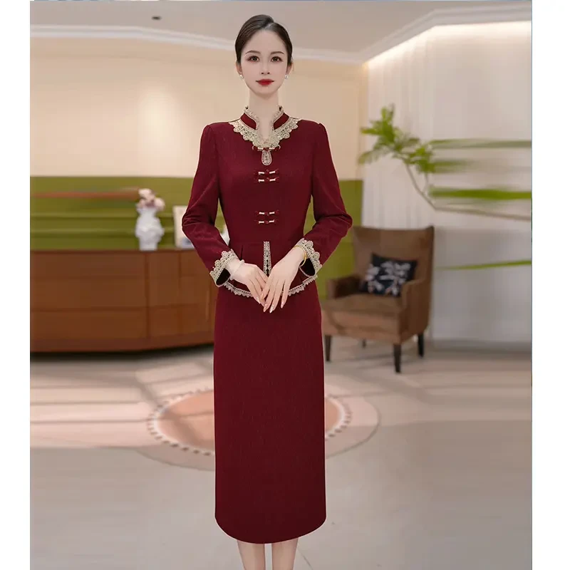 婚宴新款妈妈装2025年秋季时尚气质优雅国风显瘦中式高级感连衣裙