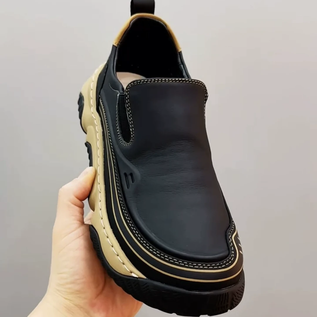 5523欧洲站春季超轻牛皮新款一脚蹬休闲舒适圆头时尚百搭牛皮鞋男