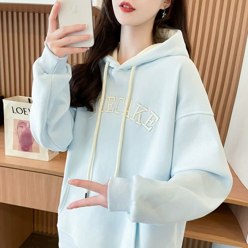 连帽卫衣女2025新款春秋季韩版宽松设计感薄款双层带帽撞色外套