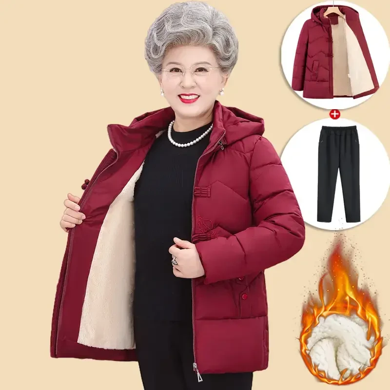 中老年人女装奶奶冬装棉衣外套加绒加厚老人妈妈70岁60太太衣服