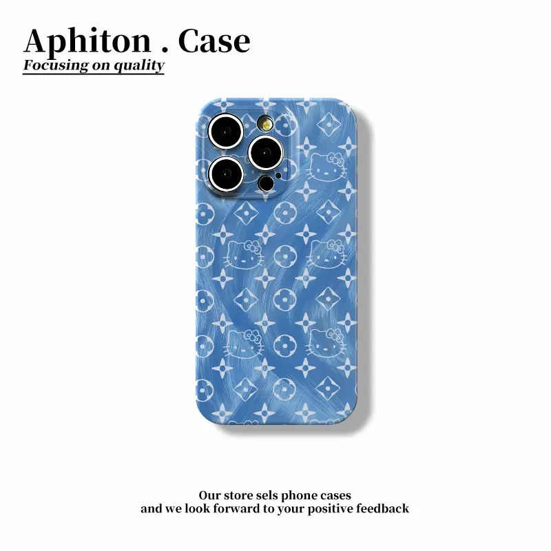 羽纱蓝印花kt猫适用苹果16菲林手机壳华为vivo小米15oppo创意网红