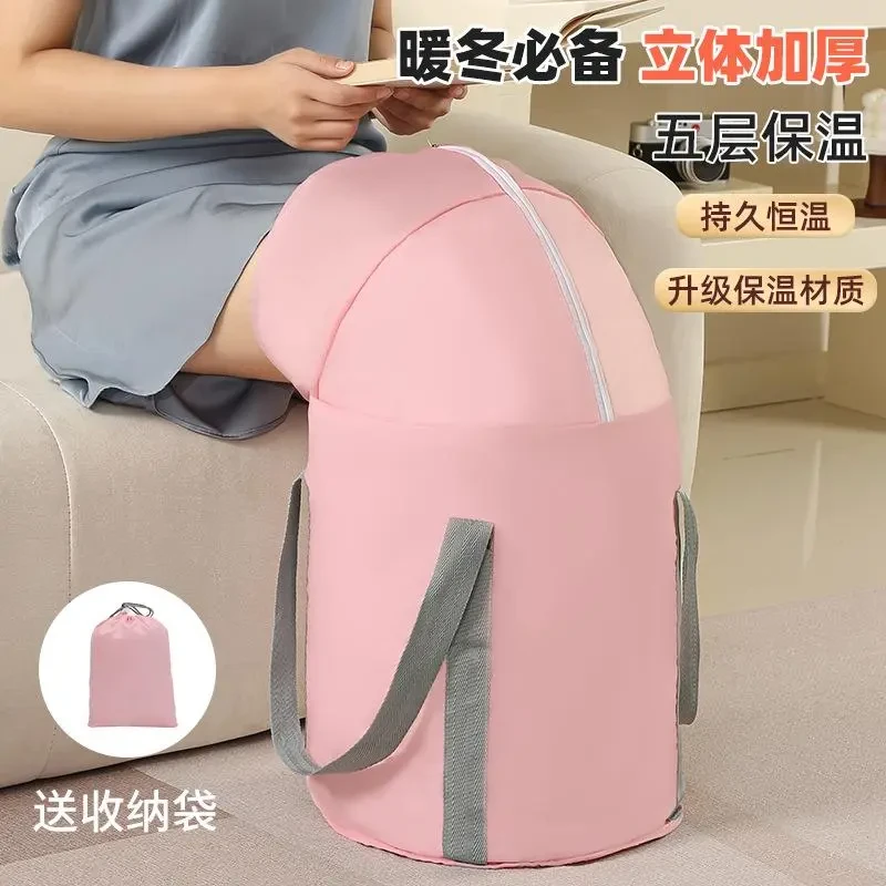 【升级过膝款泡脚桶】加热恒温加长过小腿简易不插电超深洗足折叠桶