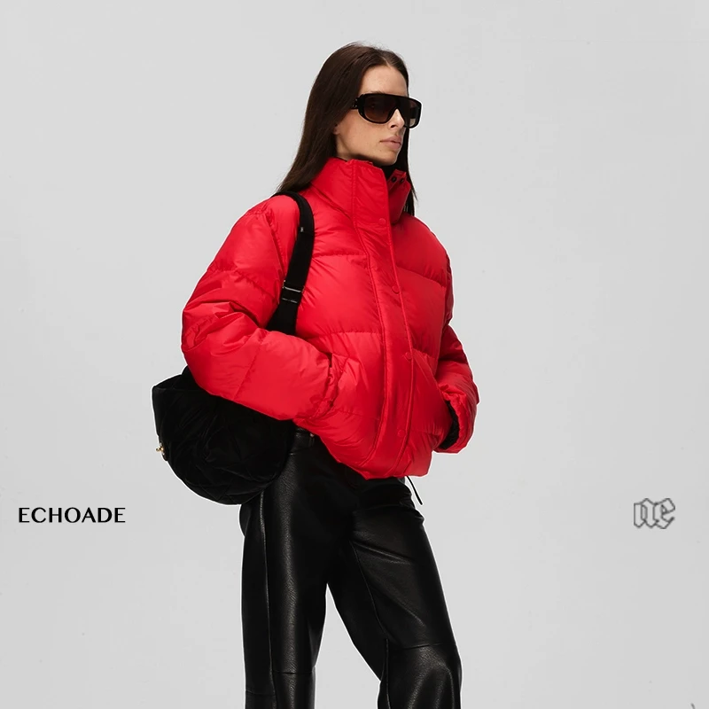 ECOHADE双面/一衣两穿 甄选三防面料90白鸭绒 蓬松轻盈立领羽绒服