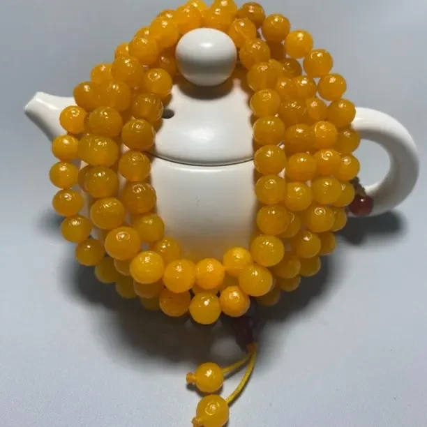 天然正品鸡油黄玛瑙卡8mm如意楠瓜珠款式