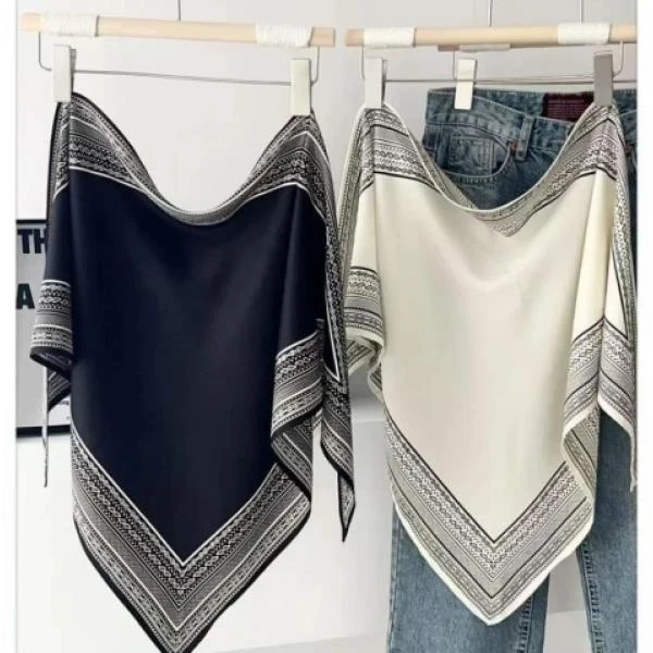 【爆款】新款百搭发带外搭西装披肩女薄款透气复古简约三角巾c