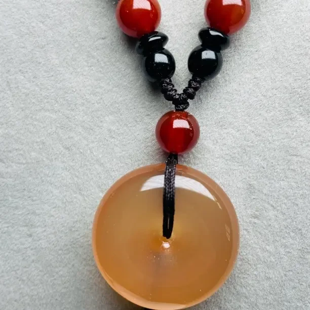 天然青鱼石平安扣吊坠男女通用百搭饰品