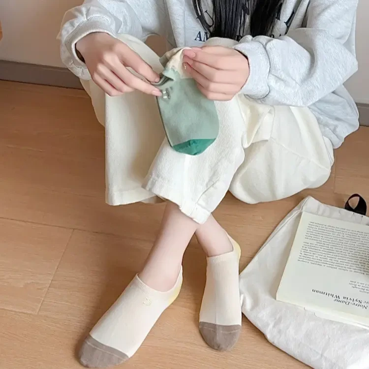 不掉跟船袜条纹船袜女夏季薄款袜子防滑可爱隐形浅口短袜透气休闲