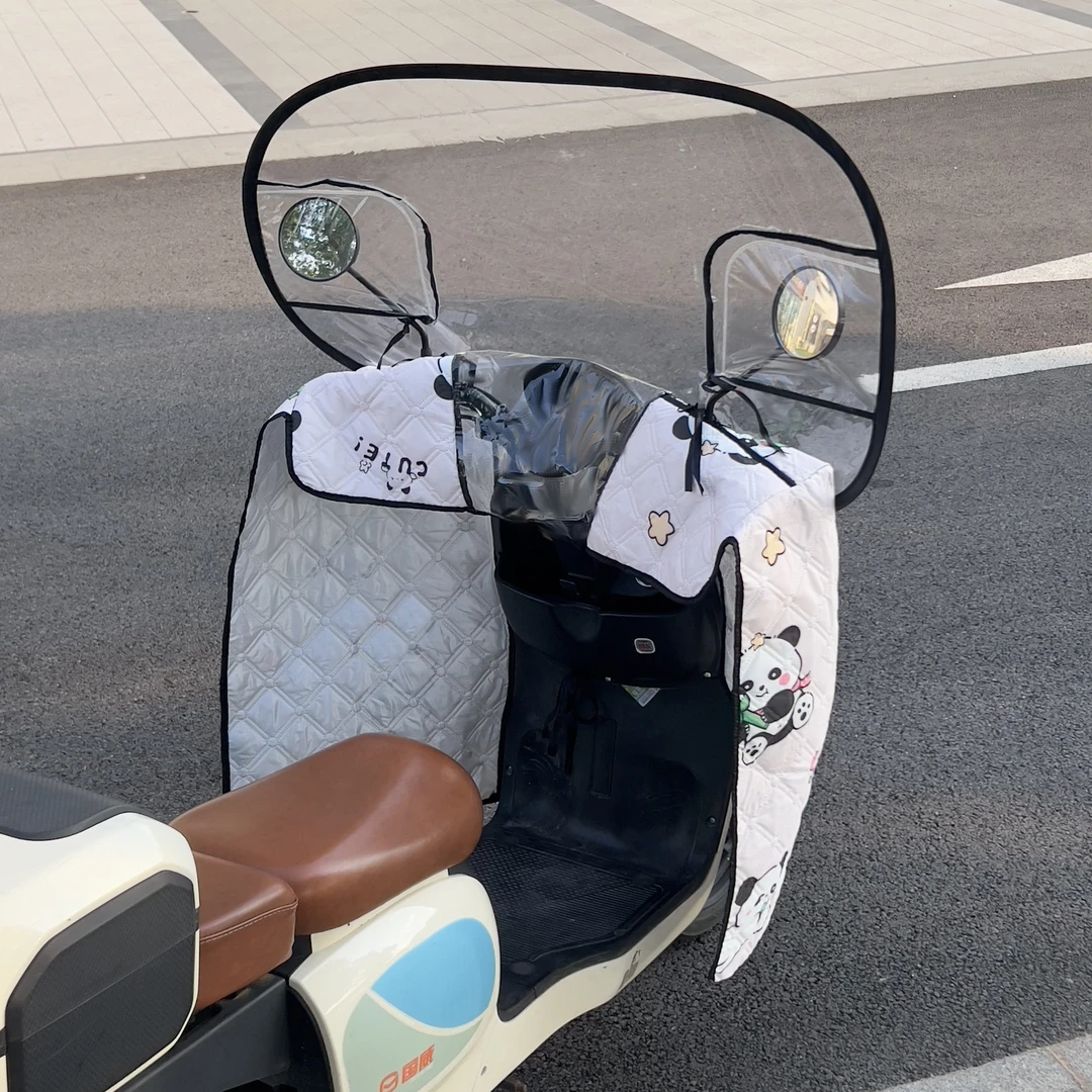 电动车挡风被加绒加厚防雨罩摩托车四季通用防水透明前挡风板E289