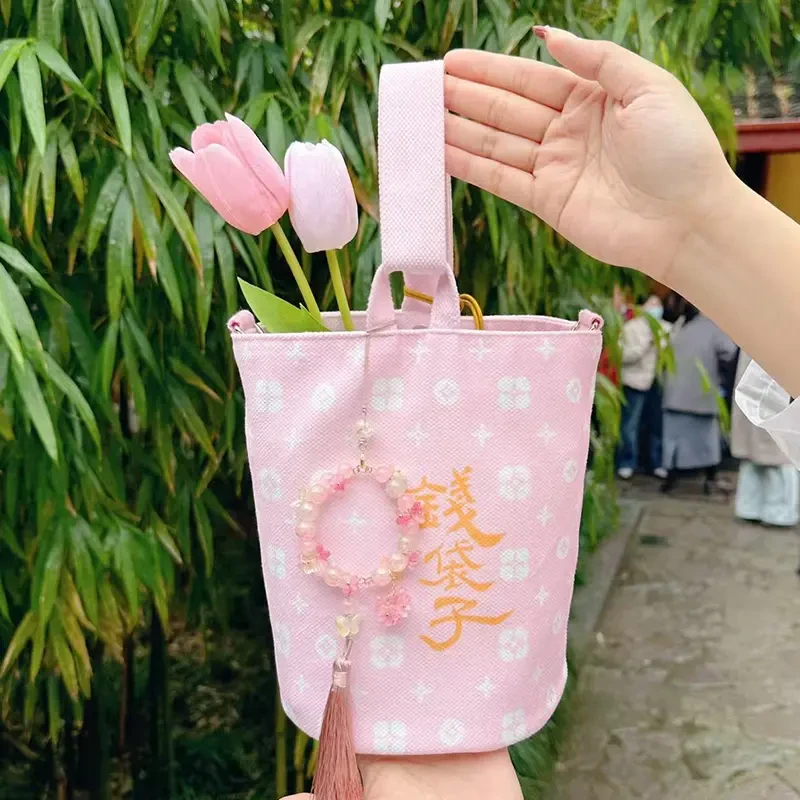 【樱花粉*四背包】夏日上新款 有Q花粉色甜美时尚女士景区文创包