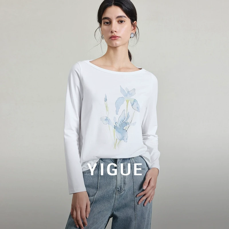 【新东方】亦谷一字领t恤女装2025春季新款气质打底衫上衣G5CAT253