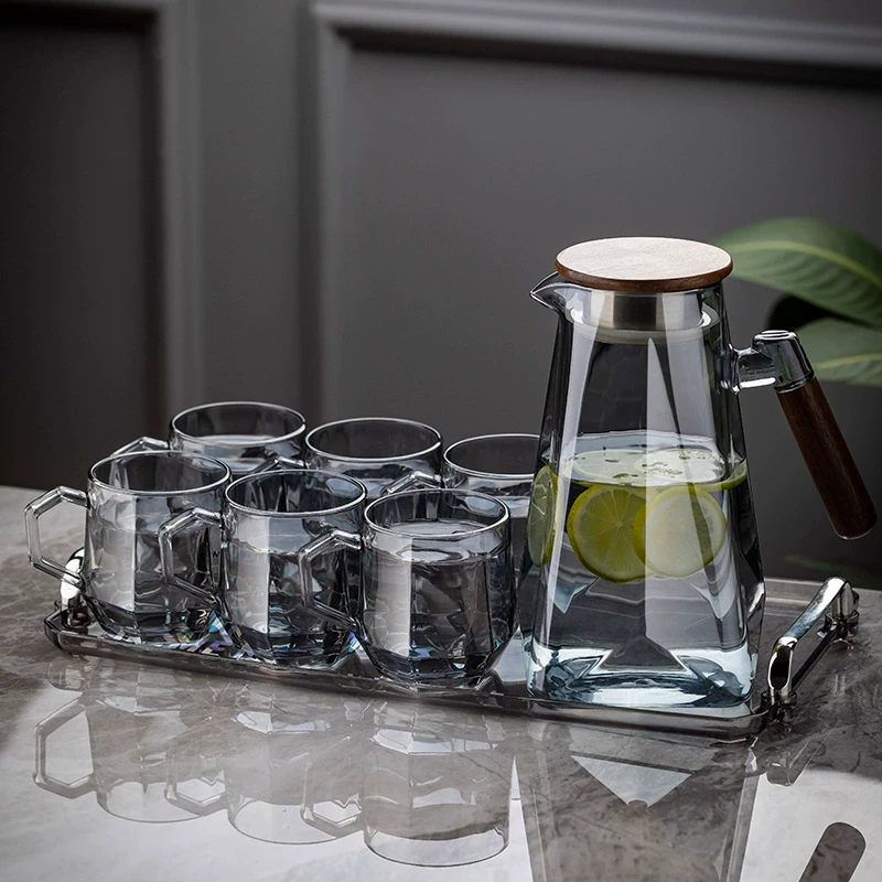 玻璃杯套装家用轻奢客厅水壶高档大容量耐热茶杯茶壶水具喝水杯