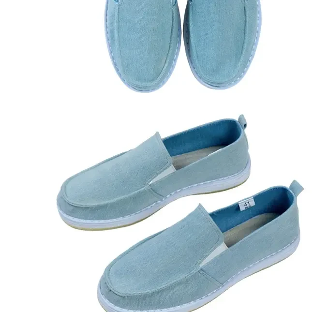 男士一脚蹬商务低跟乐福鞋通勤鞋布底软底透气超轻老北京布鞋男士