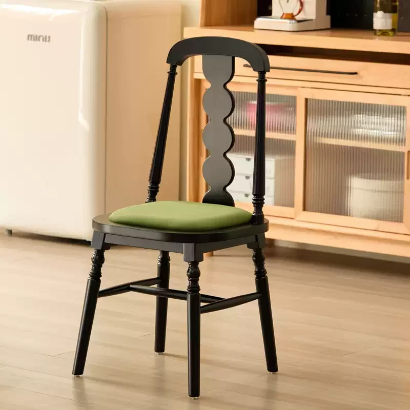 BEAUTIFU 法式中古风实木餐椅靠背家用软包设计师ins风吃饭餐厅