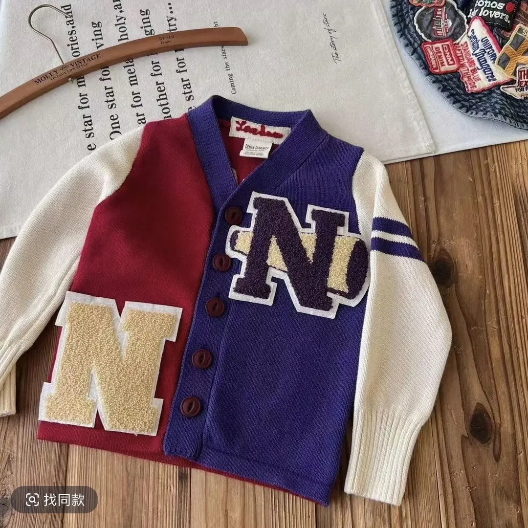 *9005【N字母】时尚休闲百搭儿童毛衣开衫