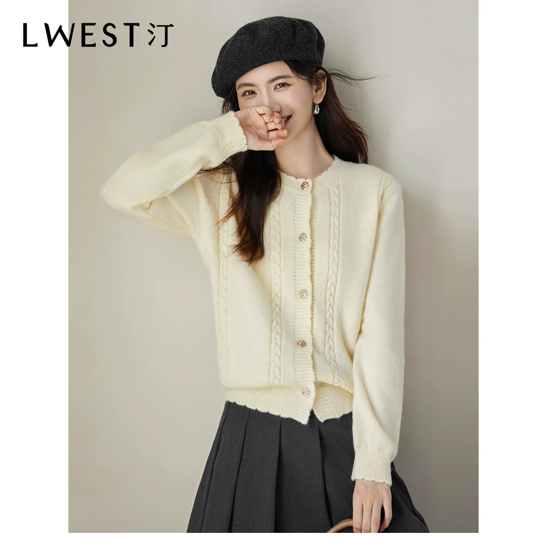 朗文斯汀2024冬季新款优雅气质花边圆领设计感毛衣DTMZ4511D12954