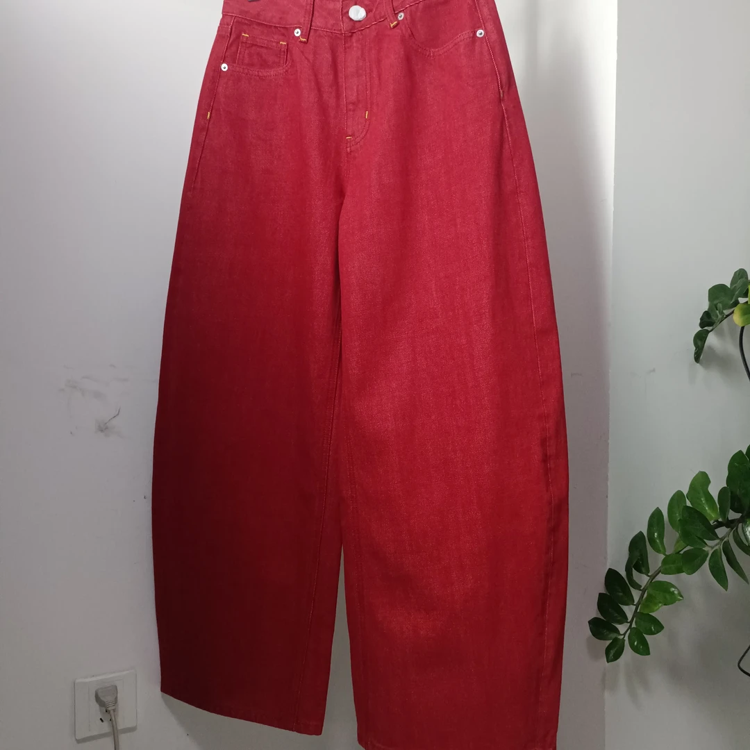 复古百搭磨毛弯刀水洗牛仔裤