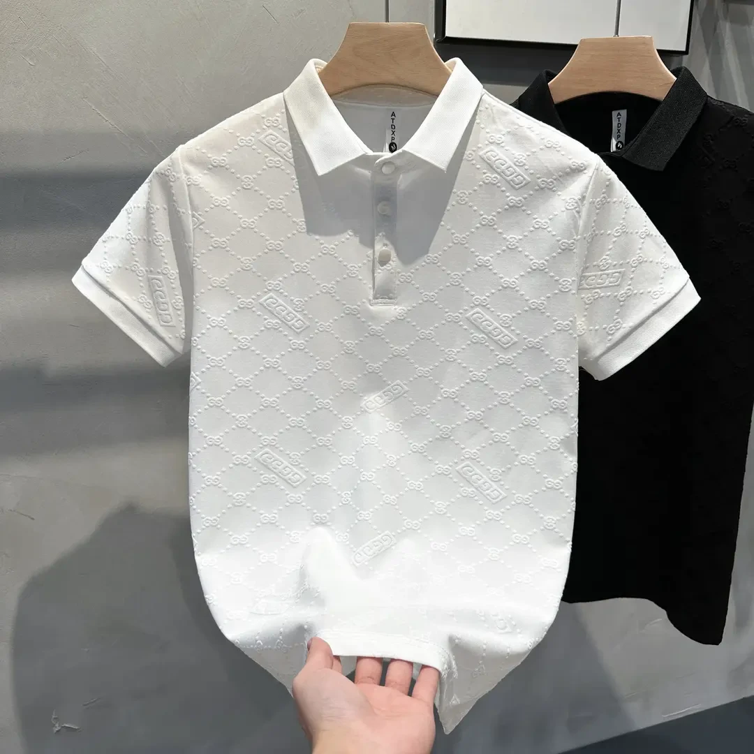 欧货潮牌夏季爆款POLO衫短袖男士百搭新款休闲翻领商务提花T恤男