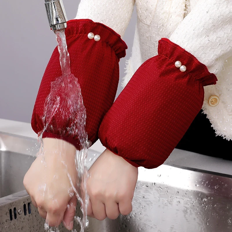 秋冬成人短款防水袖套女厨房工作耐脏羽绒服套袖女学生护袖批发