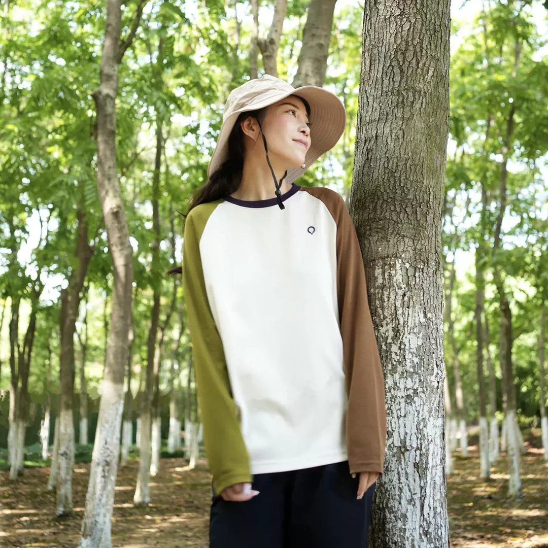 2025春秋新款原创设计时尚休闲百搭拼色户外旅行运动长袖T恤女