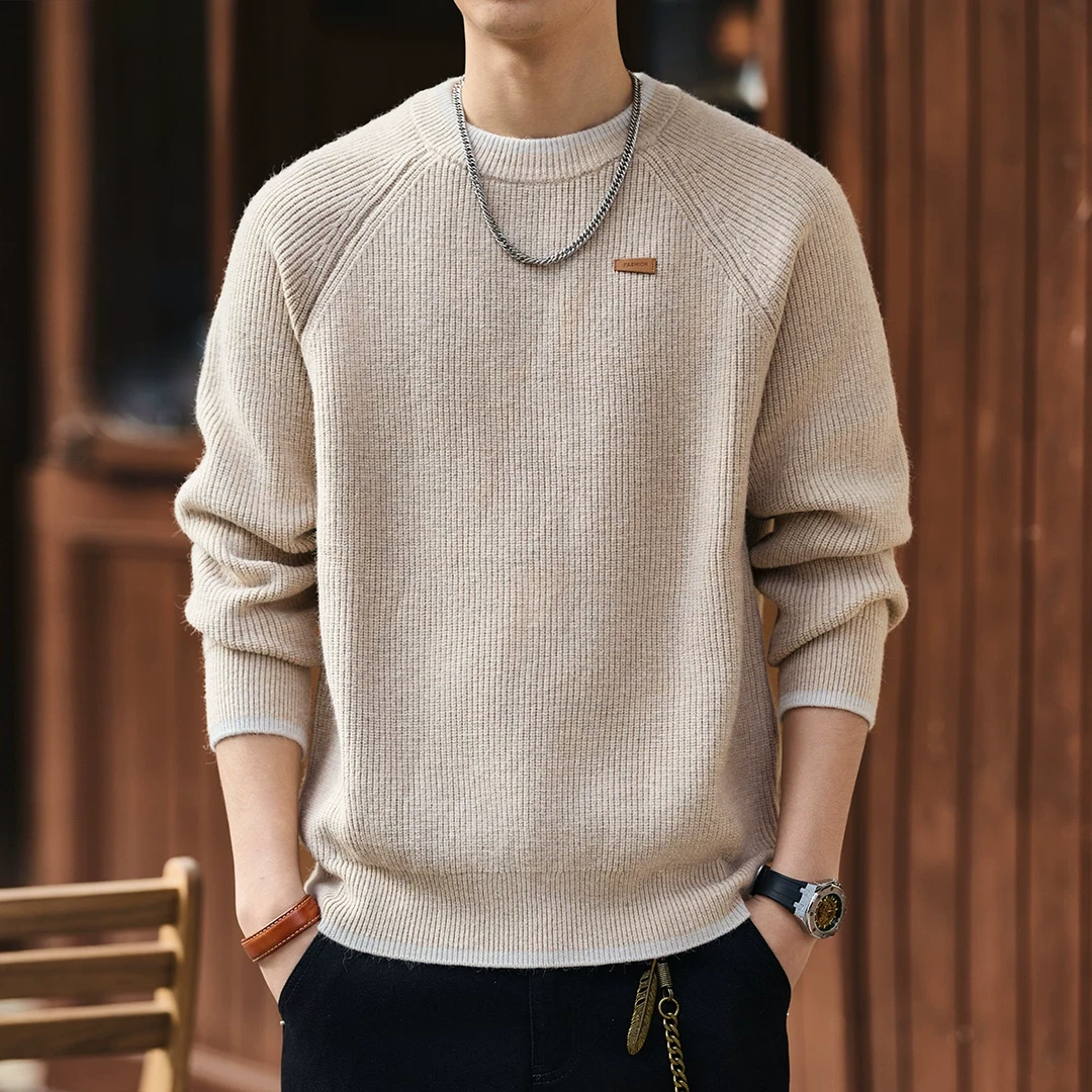 格蓝鹿美式潮牌加厚内搭毛衣男士冬季保暖慵懒风针织线衣打底衫男