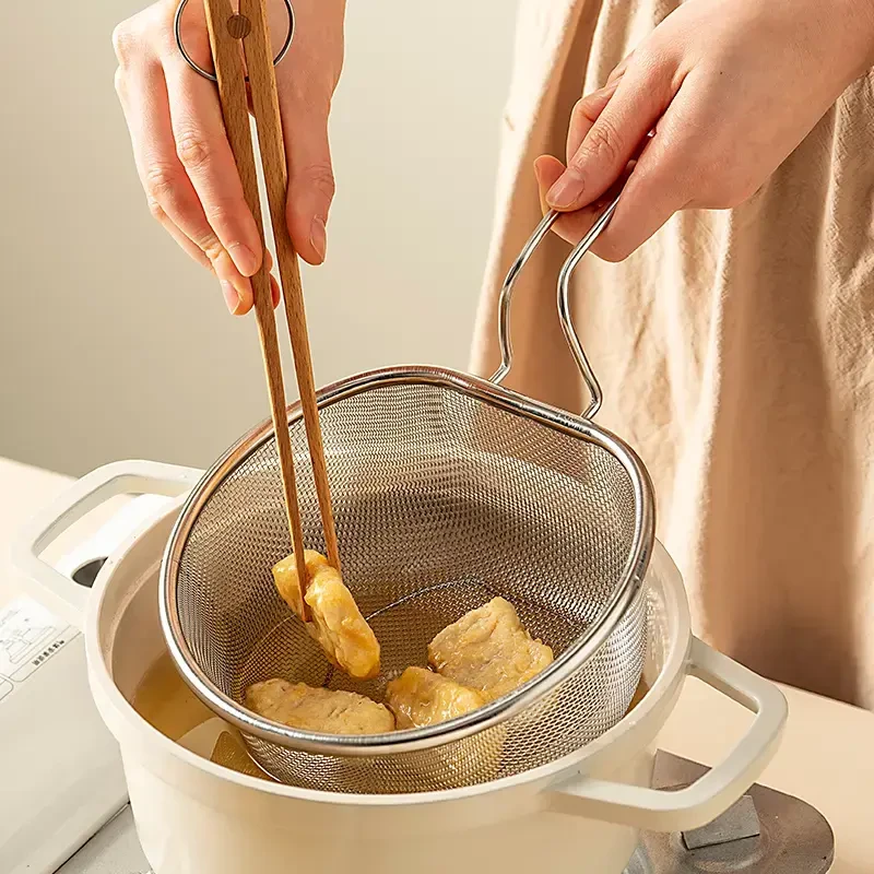 304不锈钢油炸网漏勺高颜值厨具沥油沥水篮多功能过滤网捞面勺子