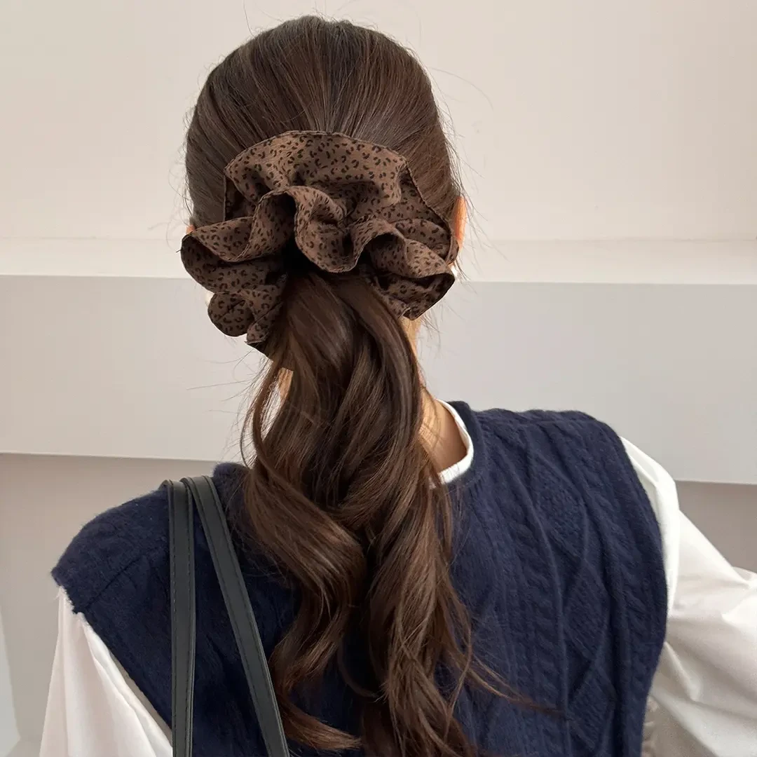 温柔豹纹发圈女气质2025秋冬新款韩系ins百搭简约大方时尚