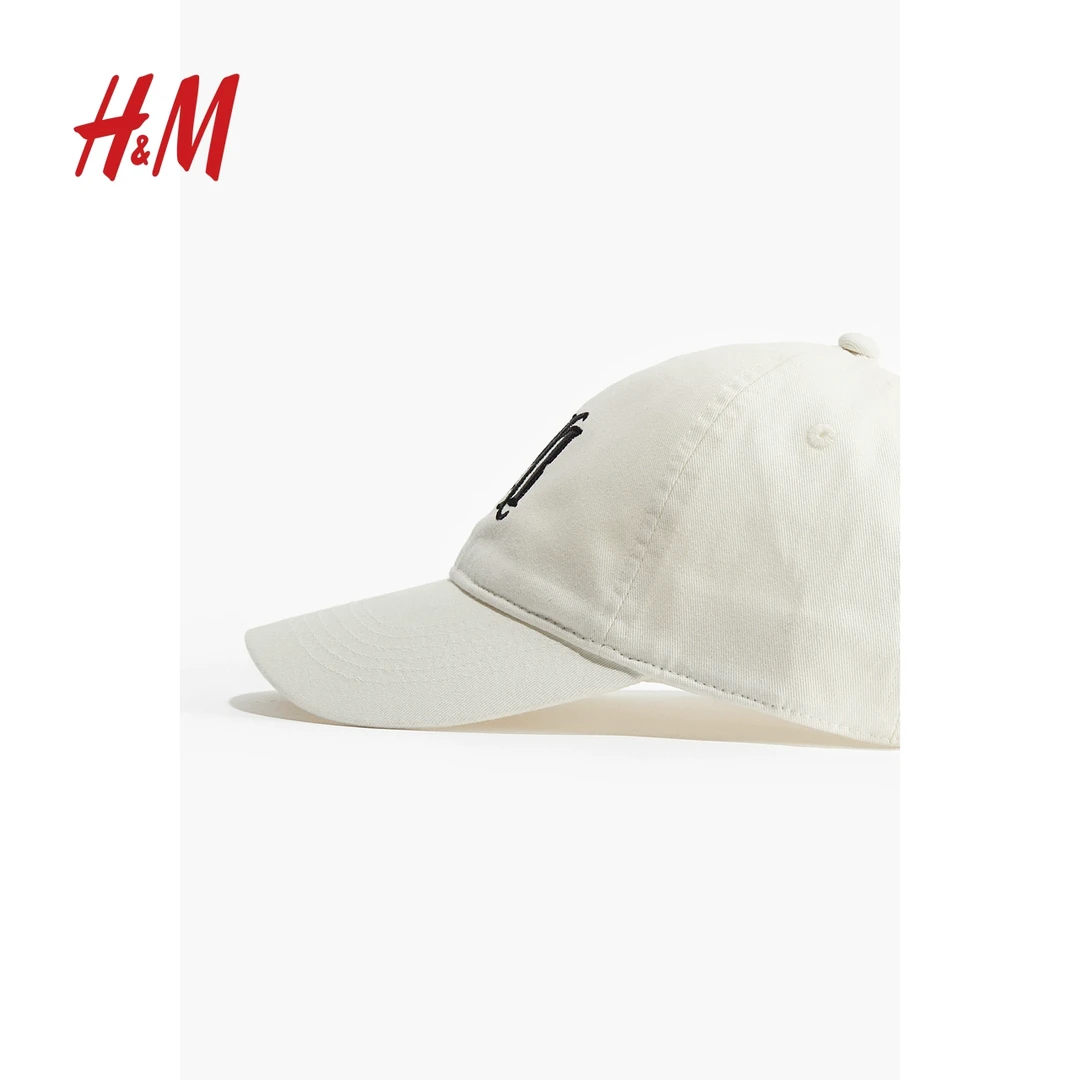 HM女士帽子2026春季新款刺绣图案斜纹布鸭舌帽1232067