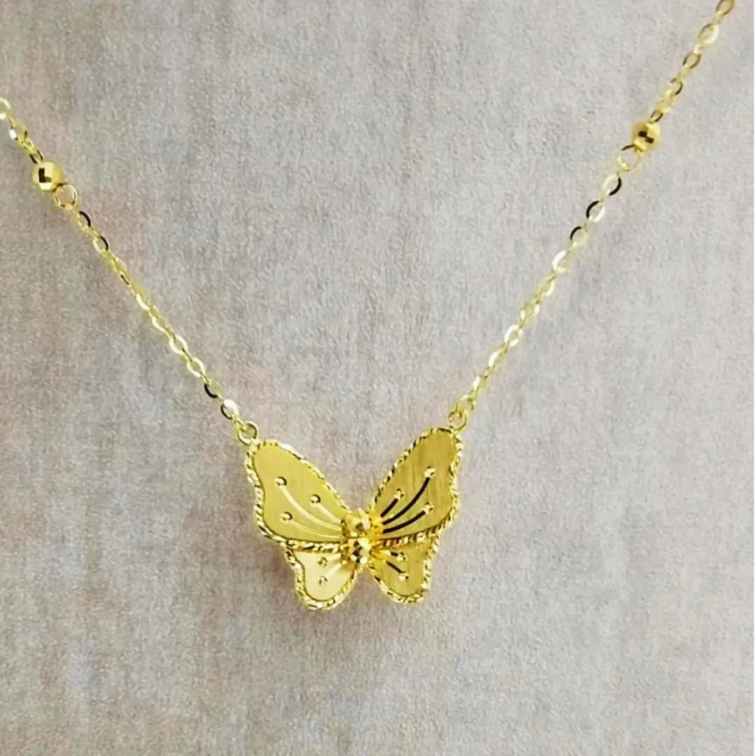 铜合金项链 新款拉丝蝴蝶女金色项链小众百搭锁骨链高级感送女友.