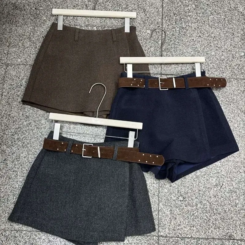 秋冬新款韩系气质高腰百搭毛呢A字显瘦半身裙防走光