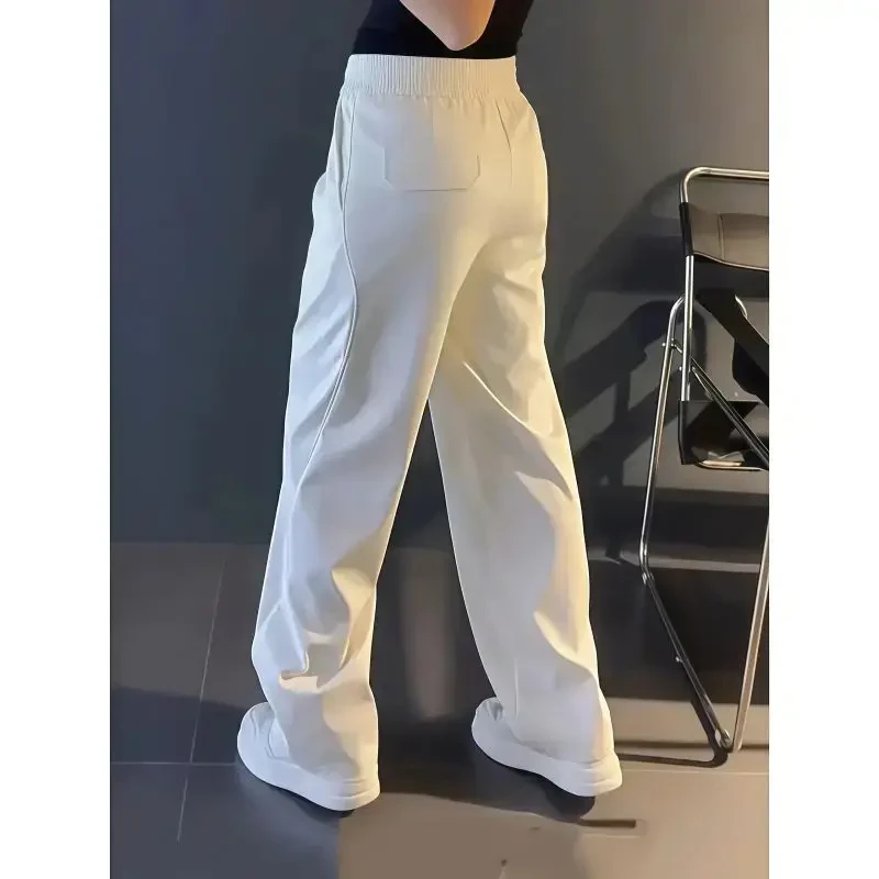 2025秋冬新款轻奢休闲裤混纺运动宽松舒适直筒男裤显瘦白色