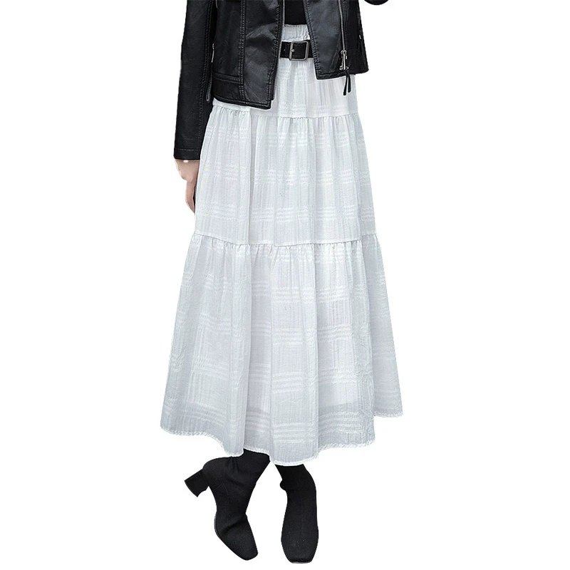 丝柏舍2025秋装新款女装遮肉A字长款蕾丝半身裙S51R0834B