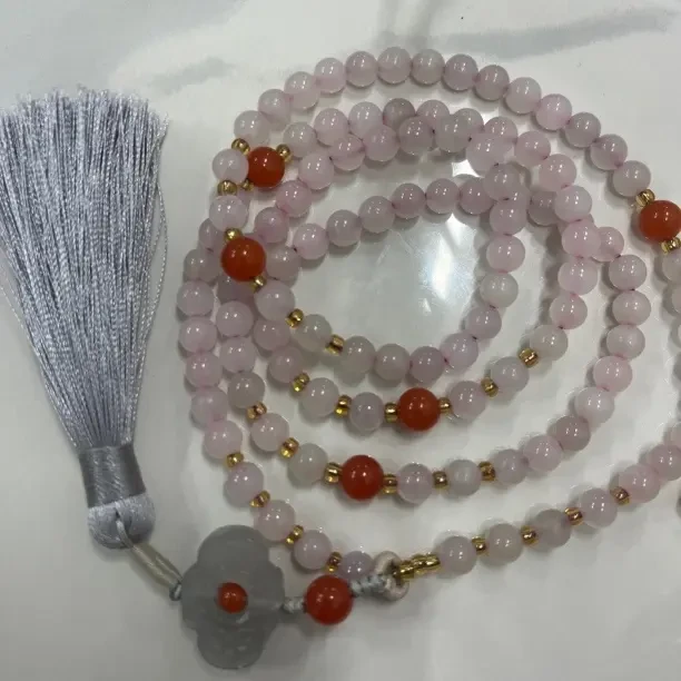 新疆藕粉色流苏珠链