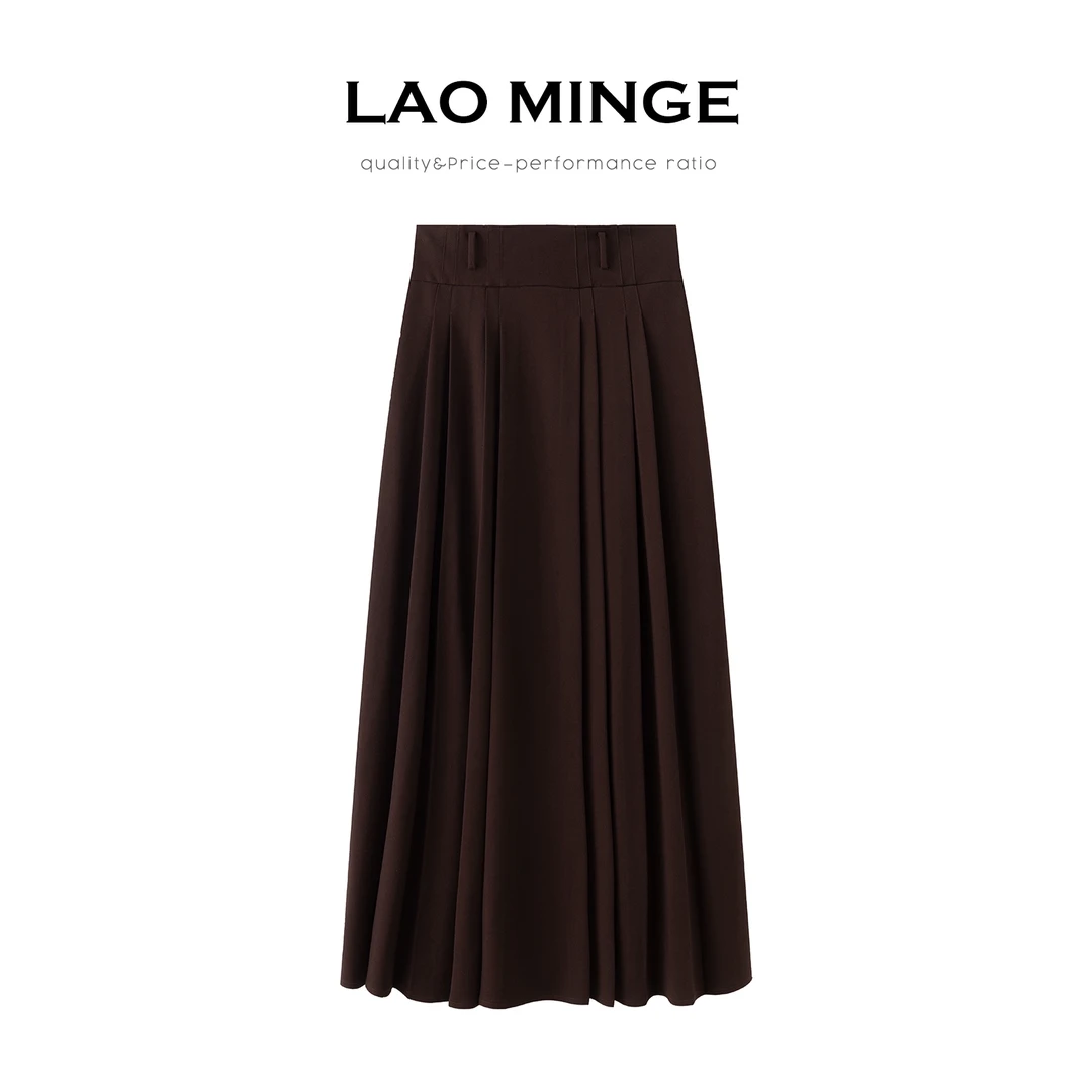 老敏哥醋酸羊毛配腰带2025秋季新款百褶设计感半身裙女S08157121