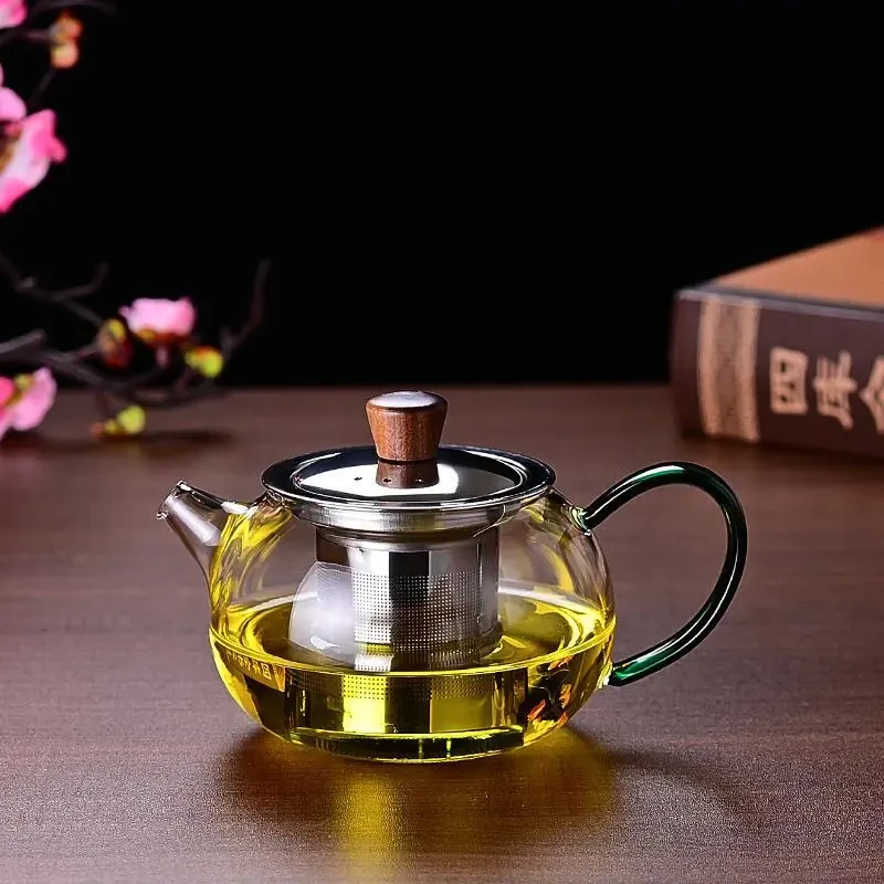 耐高温防爆玻璃壶高硼硅玻璃茶具西施壶茶水分离杯耐热带盖玻璃壶