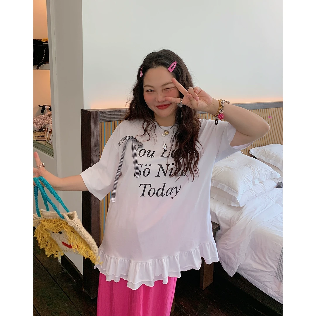 Dazi金大支  荷叶边字母T恤0507/0166