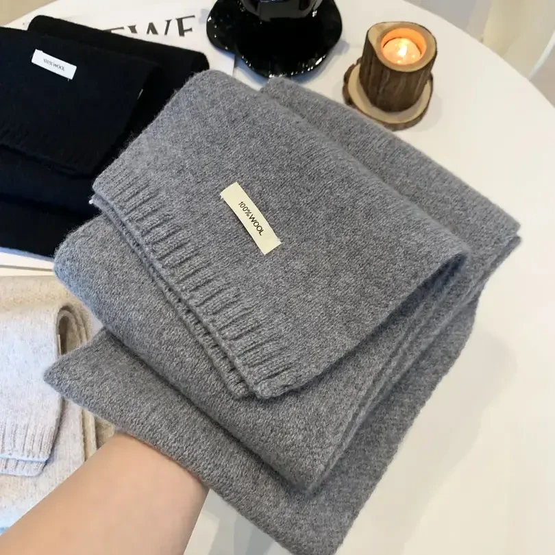 精选澳洲纯羊毛100%羊绒围巾新款百搭男女生情侣冬季保暖针织围脖