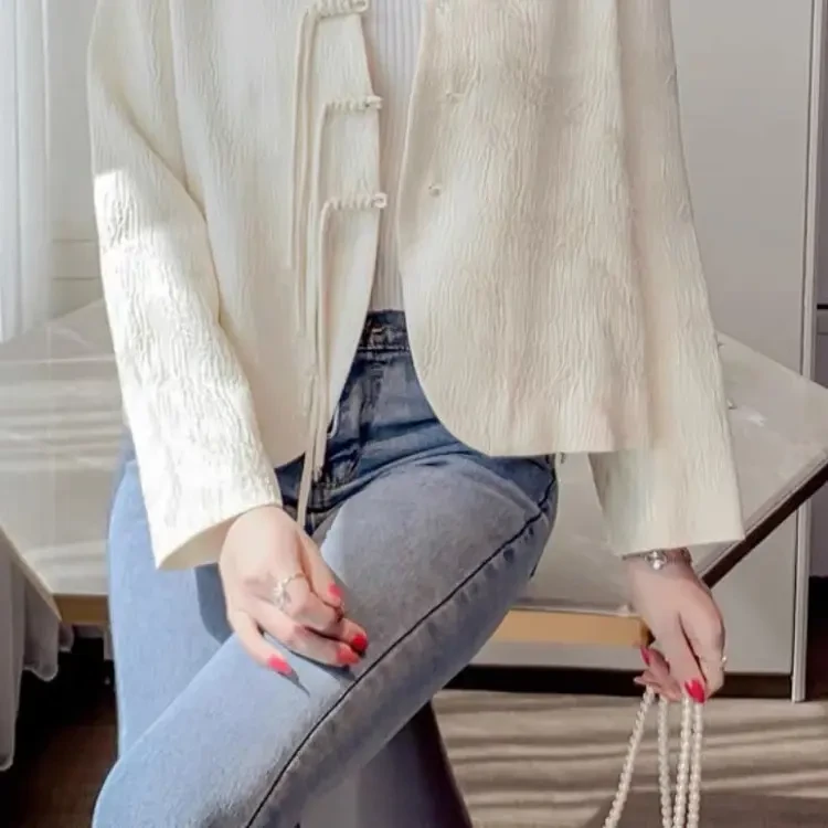 春款时尚新中式中国风复古气质薄外套宽松版大码微胖女