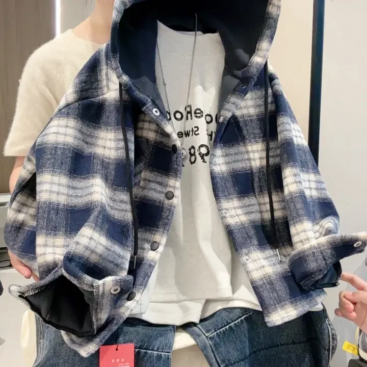 男童秋冬款外套加绒2025新款中大童连帽冬装儿童冬季加厚格子风衣