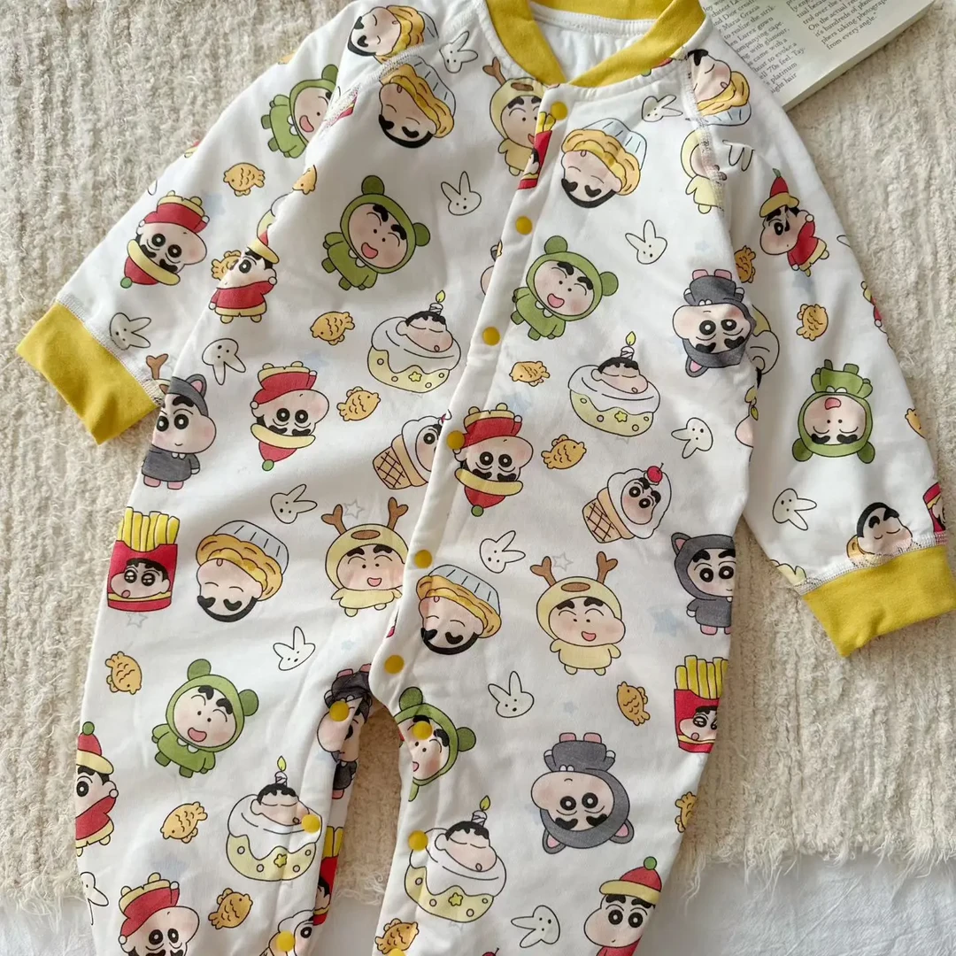 婴儿秋冬加厚纯棉夹棉连体衣保暖爬服外出服