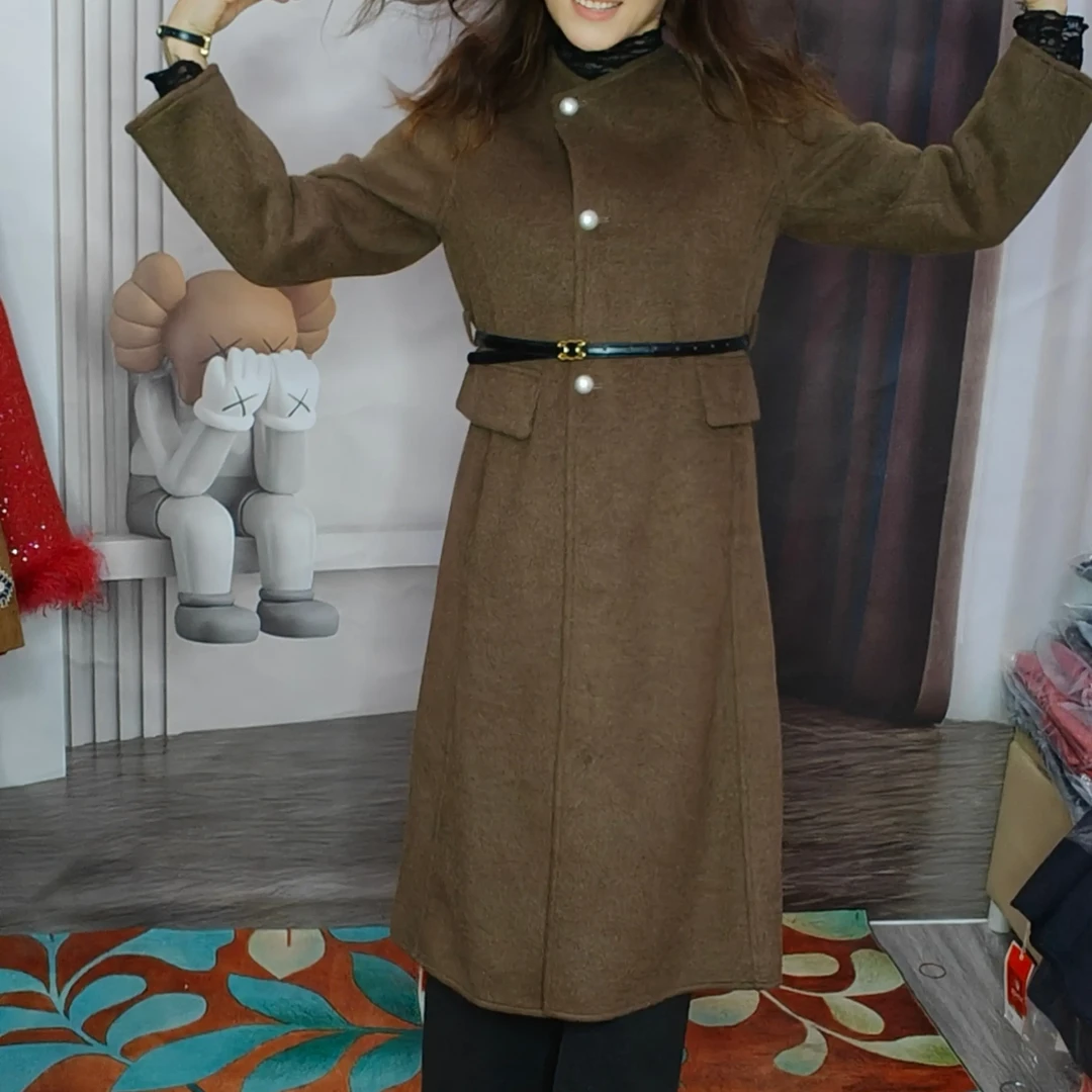 新款时尚休闲气质百搭双面大衣显白显气质