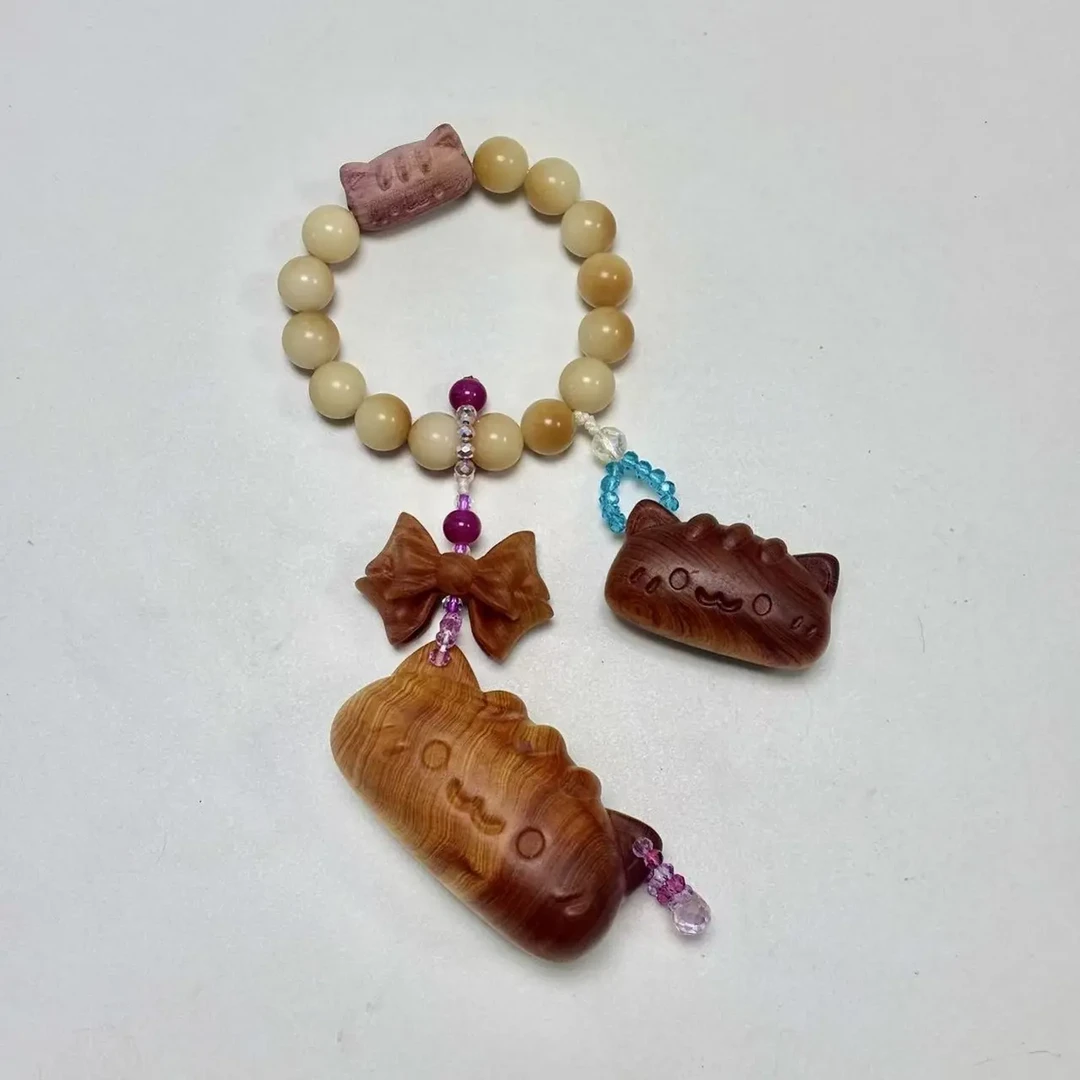 木质手链 可爱法棍猫手持，手工，百搭，手作，时尚