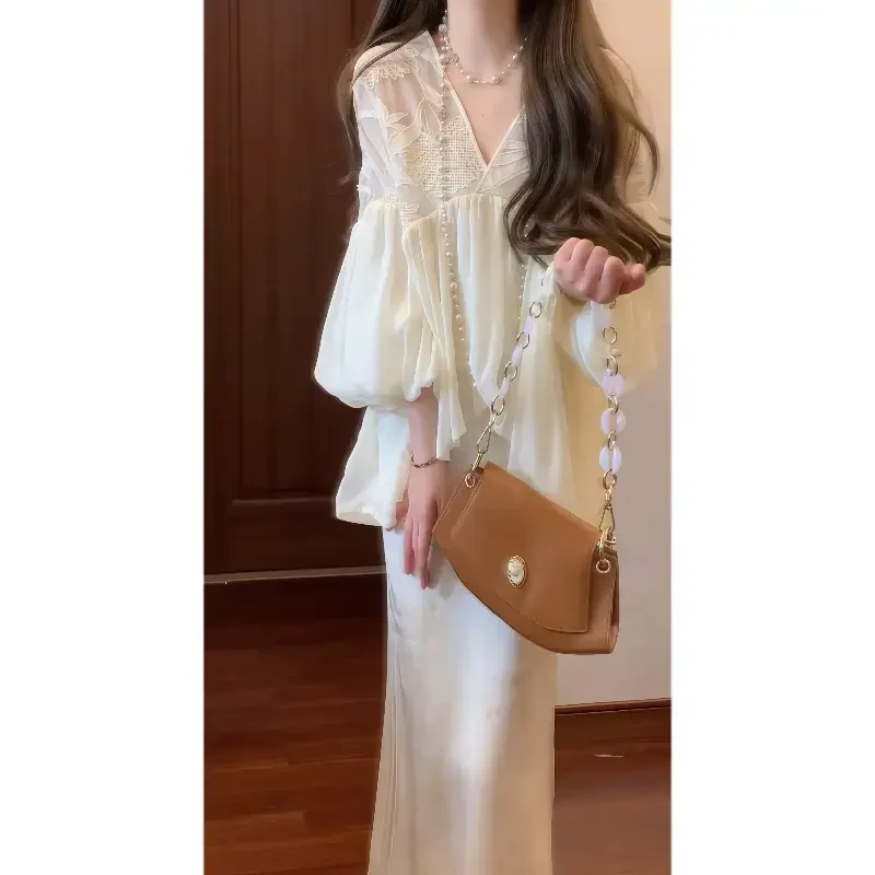 新中式国风设计感宽松禅意上衣&高腰半身长裙度假风防晒套装