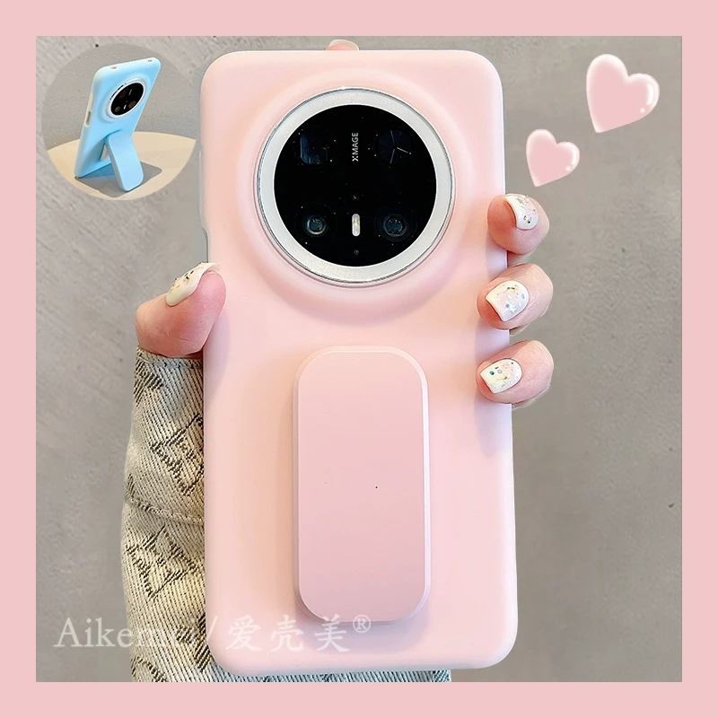 适用华为mate70pro+手机壳mate60pro肤感果冻mate50pro折叠支架女