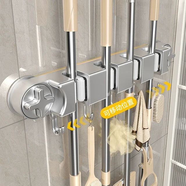 吸盘拖把夹免打孔多功能长条壁挂夹卫生间浴室置物架家用收纳神器