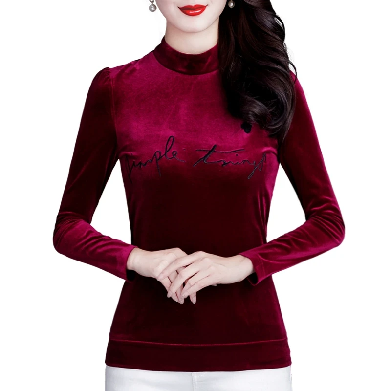 0153时尚洋气立领植绒上衣