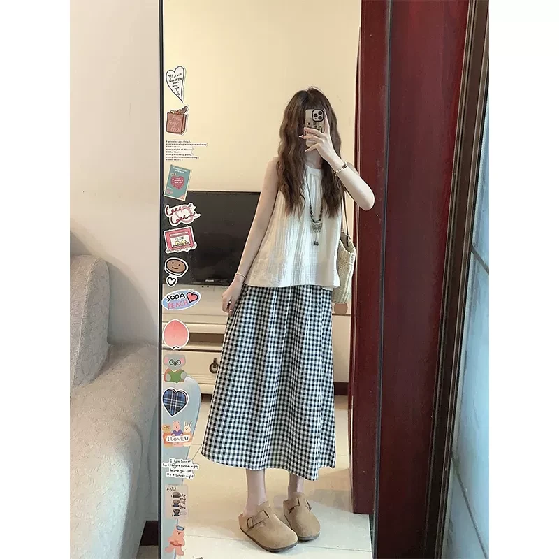 2025新款法式清纯甜美气质休闲长裙连衣裙子半身裙两件套装女夏季